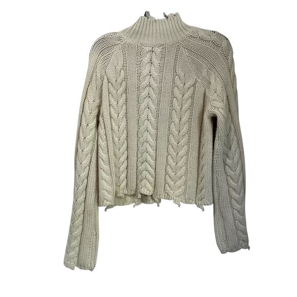 Cotton Candy LA Cable Knit Cropped Sweater Cream Neutral Size M/L - Picture 2 of 7